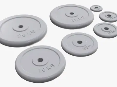 Set of barbell weight plates  3D model