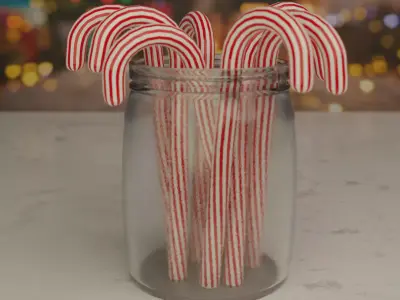 Candy canes Low-poly 3D model