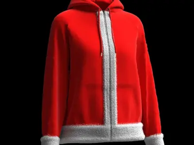 Christmas Female raglan zipper hoodie 3D model