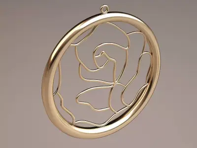 gold circle flower necklace 3D print model