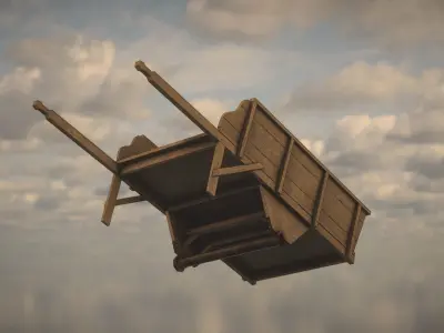 Western Wagon Low-poly 3D model