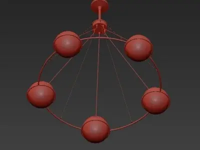 Untitled chandelier with three glass globes 3D model