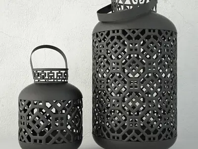 Black Metal Lanterns 3D model
