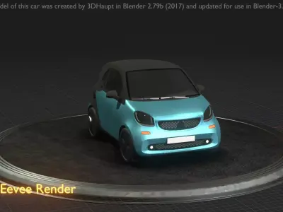 City Car 63 Small Type-E Blue Low-poly 3D model