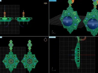 jewelry pair of earrings with stones Free 3D model