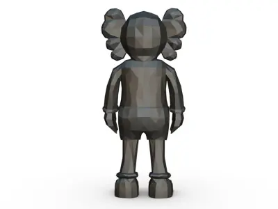 kaws low poly silver figure 3D print model