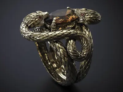 A RING WITH TWO SNAKES 3D print model