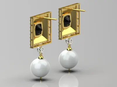 luxury pearl earring pe0025 3D print model