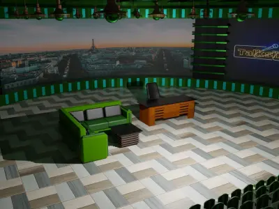Talk Show TV Studio Low-poly 3D model