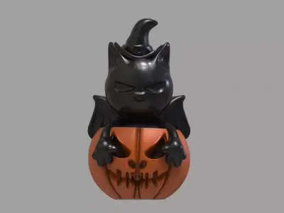 Cat and Pumpkin 3D print model