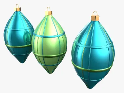 Christmas Tree Ornament Set6 - Turquoise Green  Low-poly 3D model
