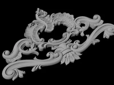 Central decor ornament for furniture 3D model 1051