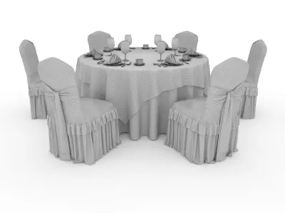 Banquet Table and Chair 51 3D model