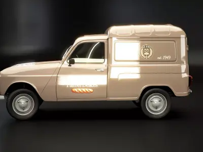 Renault 4 Van French Bakery Low-poly 3D model