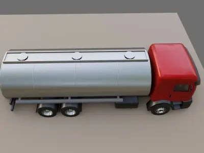 Red Truck - Tank - Fuel - Gasoline - Caminhao Tanque 3D model