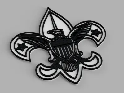 Fleur de Liz World Organization  Boy Scout Eagle Wall Picture Free 3D print model