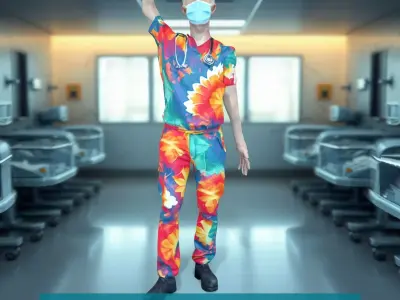 Vibrant Medical Attire model pack Low-poly 3D model