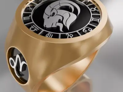 Capricorn zodiak symbol ring 3D model for 3D printing 3D print model