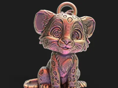 cute cartoon tiger pentant 3D print model