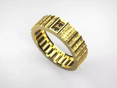 Serrated Ring wedding band Textured Lazer 3d Printed 3D model