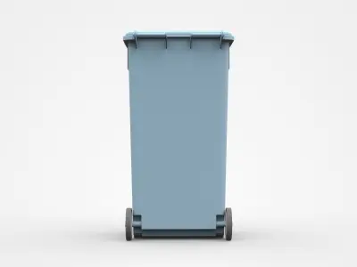 Light Blue Trash Bin With Two Wheels 3D model