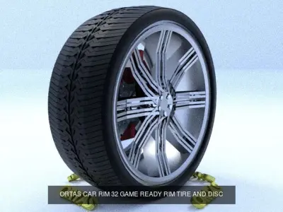 ORTAS CAR RIM 31-32 GAME READY RIM TIRE AND DISC 3D Model Pack