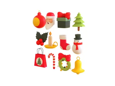 Christmas Items Collection v001 Low-poly 3D model