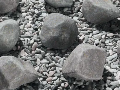 Square pebble stone street decor  3D model
