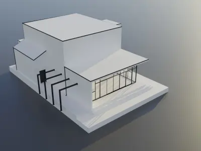 Modern House Scene - empty Low-poly 3D model