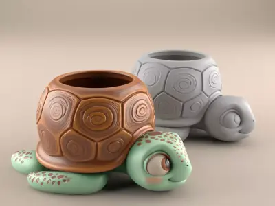 Cute Turtle Planter Urn candy container candle holder 3D print model