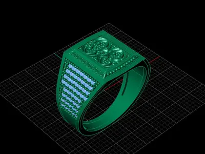 Print Ready STL 3DM  Gents Rings Diamond Men Ring  3D print model 17