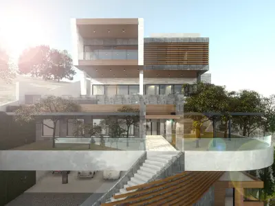 VAL18 modern house on side of hill 3D model