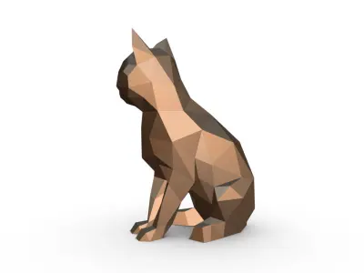 cat low poly egyptian 3D print model