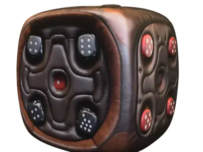 Leather and Metal Dice Low-poly 3D model