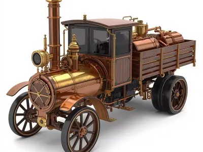 Steampunk Heavy Cargo Truck 3D Model Low-poly 3D model