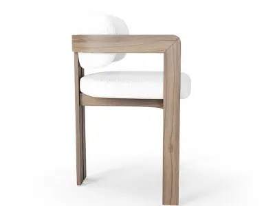 Boucle Curved Dining Chair 3D model