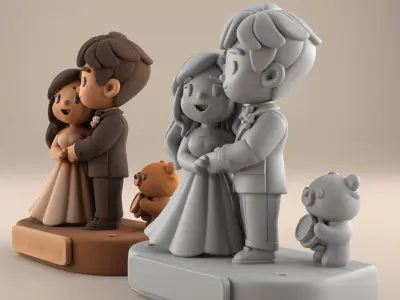 Wedding Couple Figurine 3D Model STL File 3D print model