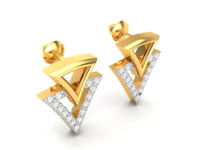 Earrings-2891 gold earring with diamonds 3D print model