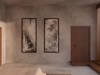 Bed Room 02 - Baked Low-poly 3D model