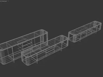 Modern Marble-Top TV Console in Multiple Finishes 3D model