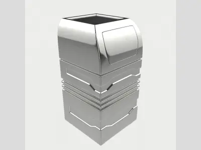 Metal Square Trash Can Low Poly High Poly 3D model