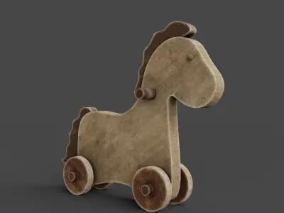 Rocking Wooden Horse Old Vintage Toy Low-poly 3D model