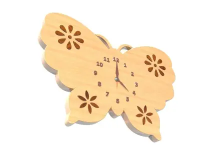 Wooden Butterfly Clock  3D model