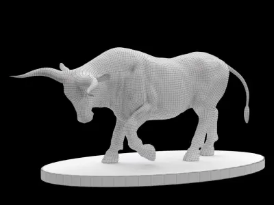Bull sculpture cgi and 3d print model Low-poly 3D model