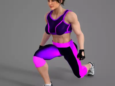 Caucasian Fitness Trainer Girl 3D model