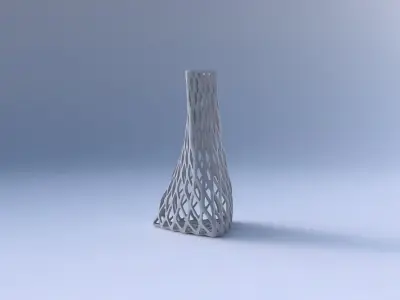 Vase twist tilted triangle with diagonal grid lattice 3D print model