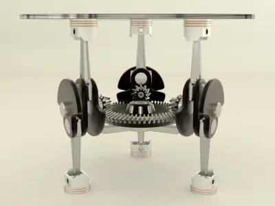 Mototable triangular table with gears 3D model
