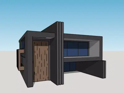 Architectural 3D model building with roof 3D model