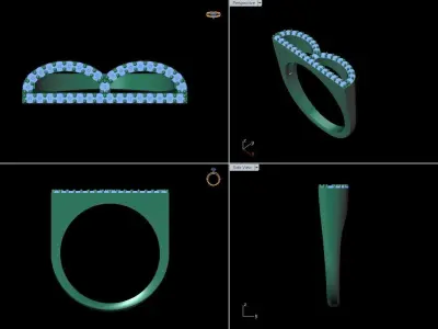 alphabet jewelry ring diamond letter B 3D print model