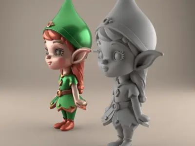 Charming 3D Elf Figurine STL File for Decor 3D print model